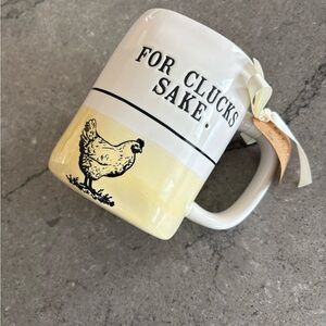 Rae Dunn For Clucks Sake White and Yellow Mug